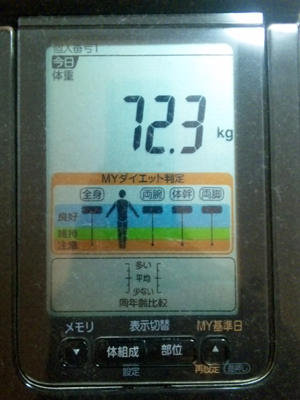 2011年7月15日の体重測定の結果