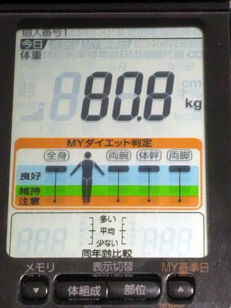 2012年6月3日の体重測定の結果